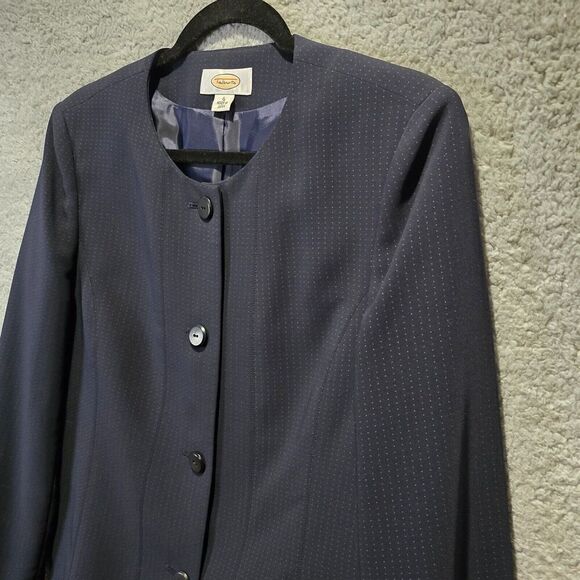 Talbots Work Blazer Womens 6 Navy Blue White Polka Dots Preppy Church - Picture 4 of 11